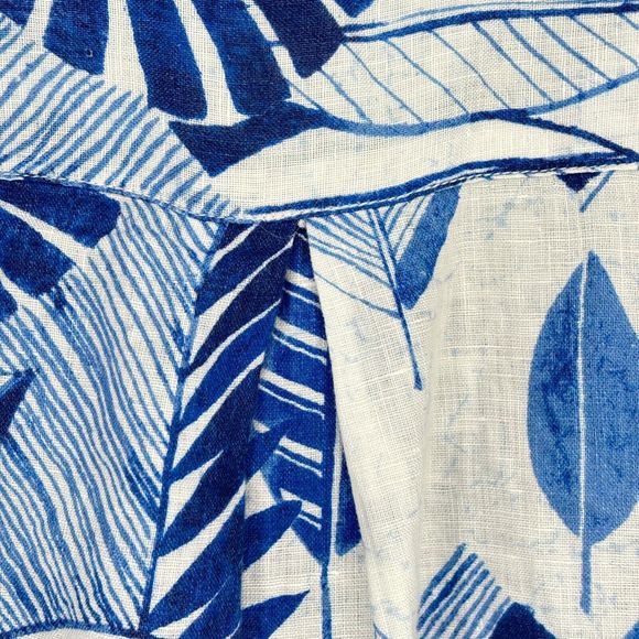 J. MCLAUGHLIN Women’s XL Blue Linen LS Button-Up Top Blouse Tropical Palm Floral - Picture 11 of 14